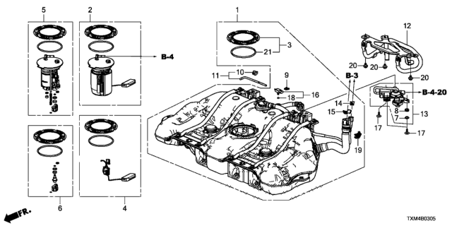 2019 Honda Insight Set, Fuel Tank Complete Diagram for 17044-TXM-A04