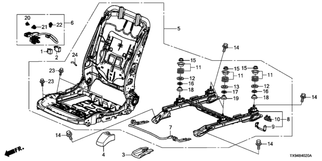 2013 Honda Fit EV Front Seat Components (Passenger Side) Diagram