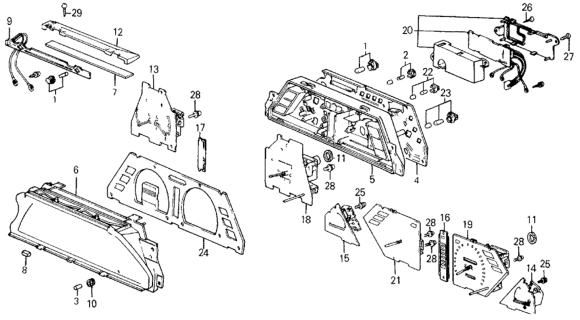 1986 Honda Civic Speedometer Assembly (Denso) Diagram for 37200-SB4-674