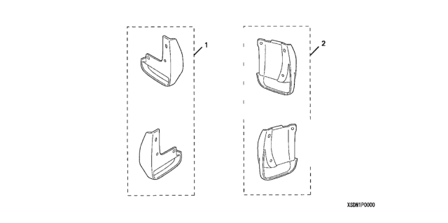 2004 Honda Accord Set, Rear Splash Guard Diagram for 08P09-SDN-100