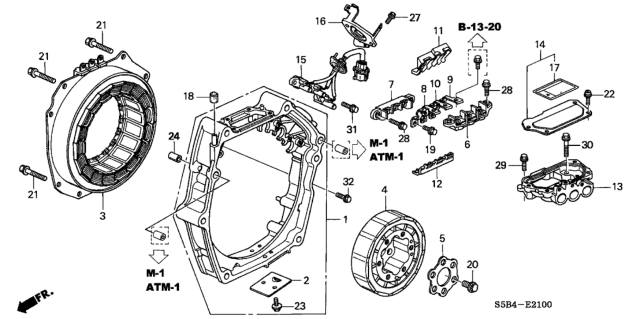 2005 Honda Civic Sensor, Commutation Diagram for 1A810-PZA-000