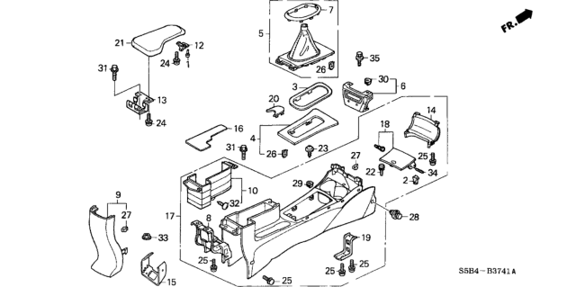 2005 Honda Civic 4 Door MX (HYBRID) KL 5MT Console Diagram