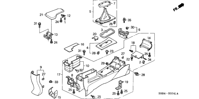 2004 Honda Civic Armrest Set (Gray) Diagram for 83451-S5B-L00ZB