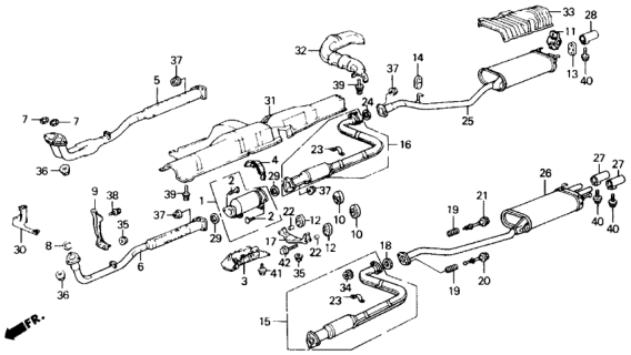 1989 Honda Accord Stay, Exhuast Pipe Diagram for 18213-SB0-000