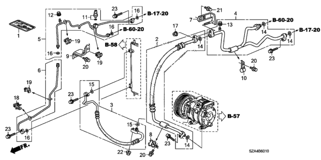 2009 Honda Pilot A/C Air Conditioner (Hoses - Pipes) Diagram