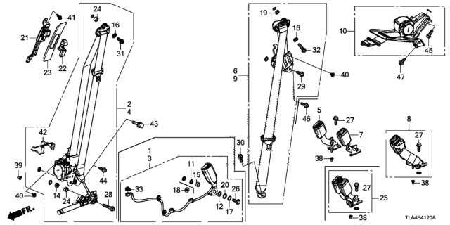 2017 Honda CR-V Buckle Set, R. FR. Seat Belt *NH900L* (DEEP BLACK) Diagram for 04813-TLA-A10ZB