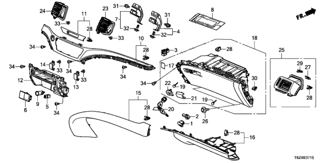 2019 Honda Ridgeline Holder, Usb & Acc Diagram for 39115-TG7-A31