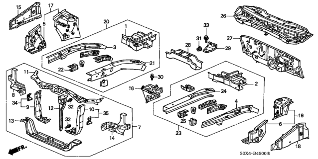 2002 Honda Odyssey Front Bulkhead Diagram