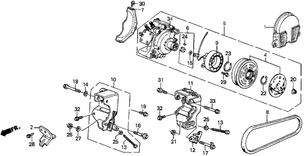 1983 Honda Prelude 2 Door DX KH 5MT A/C Compressor Diagram