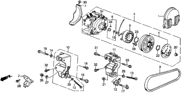 1987 Honda Prelude Compressor Assy. (An150L-B) Diagram for 38800-PD2-664