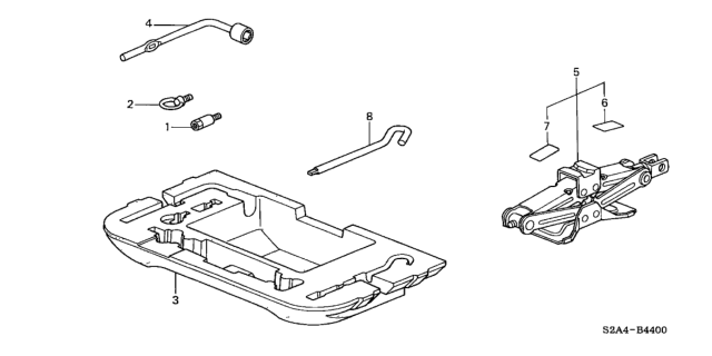 2000 Honda S2000 Tools - Jack Diagram