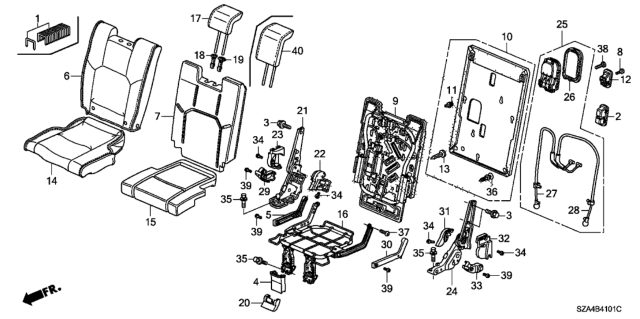 2009 Honda Pilot Cover, Right Rear Seat Cushion Trim (Light Beige) Diagram for 82131-SZA-A21ZD