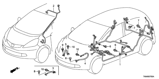 2011 Honda Fit Wire Harness, Floor Diagram for 32107-TK6-A00