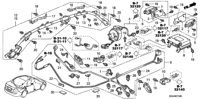 2007 Honda Accord Sensor Assy., FR. Impact (Trw) Diagram for 77930-SDA-L91