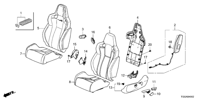 2021 Honda Civic Front Seat (Driver Side) Diagram
