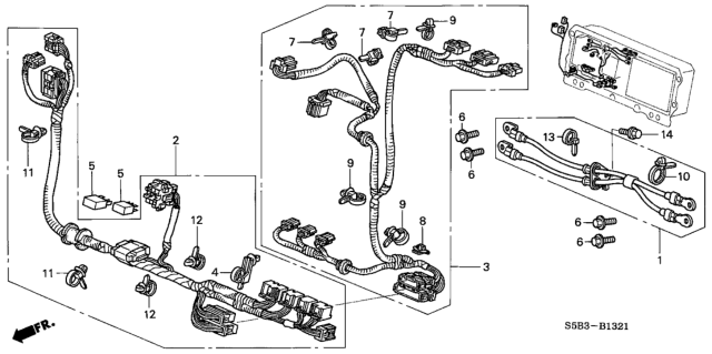 2004 Honda Civic Wire Harness, Pcu Diagram for 1N670-PZA-010