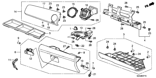 2009 Honda Pilot Box Assembly (Warm Gray) Diagram for 77500-SZA-A02ZC