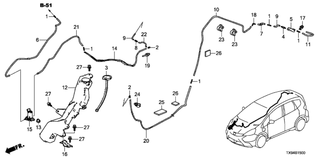 2013 Honda Fit EV Cap Unit, Mouth Diagram for 76802-SEF-S01