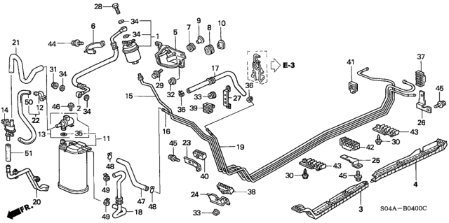 1998 Honda Civic 4 Door LX KA 5MT Fuel Pipe Diagram
