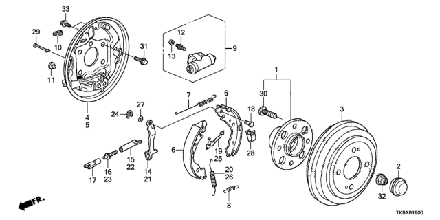 2013 Honda Fit Rear Brake (Drum) Diagram