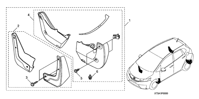 2020 Honda Fit Splash Guards Diagram