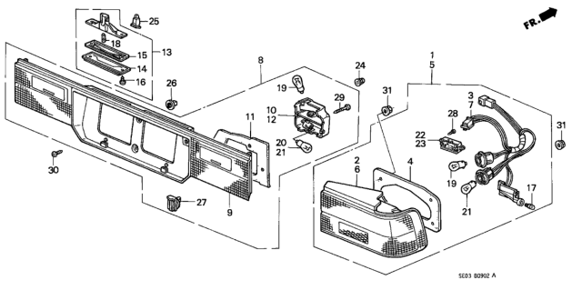 1989 Honda Accord Cover & Wire, R. Diagram for 33702-SE3-A52