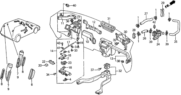 1989 Honda Civic 5 Door ** (WAGOVAN) KA 5MT Water Valve - Duct Diagram