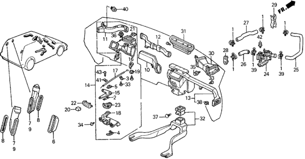 1991 Honda Civic Hose, Water Outlet Diagram for 79725-SH3-980