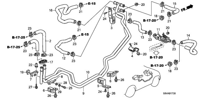 2008 Honda Pilot 5 Door LX-VP (2WD) KA 5AT Water Valve Diagram