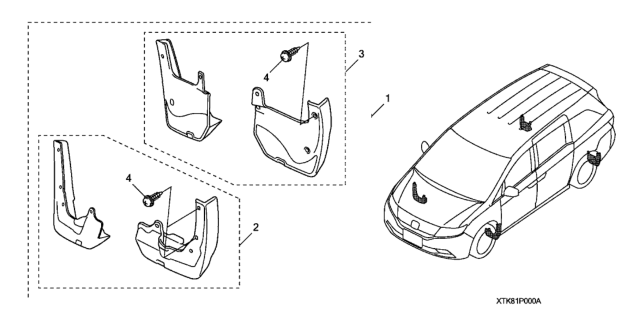 2012 Honda Odyssey 5 Door LX KA 5AT Splash Guards Diagram
