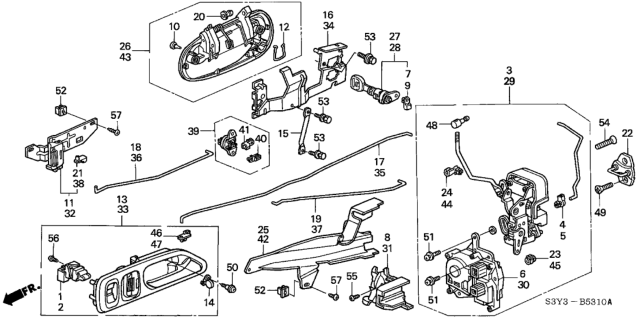 2002 Honda Insight 3 Door DX KA CVT Door Locks Diagram