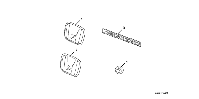 2004 Honda Accord 4 Door EX KA 5MT Emblem Kit (Gold) Diagram