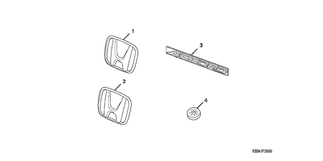 2004 Honda Accord Emblem Kit (Gold) Diagram