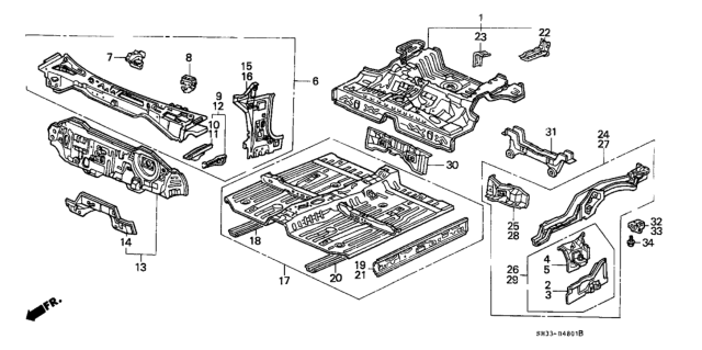 1990 Honda Civic Dashboard - Floor Diagram