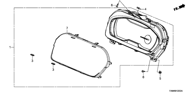 2019 Honda Insight Meter Assembly, Combination Diagram for 78100-TXM-A01