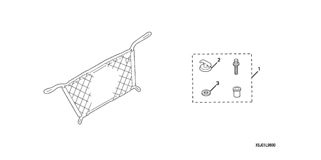 2007 Honda Ridgeline 4 Door RTX KA 5AT In-Bed Cargo Net (Trunk) Diagram