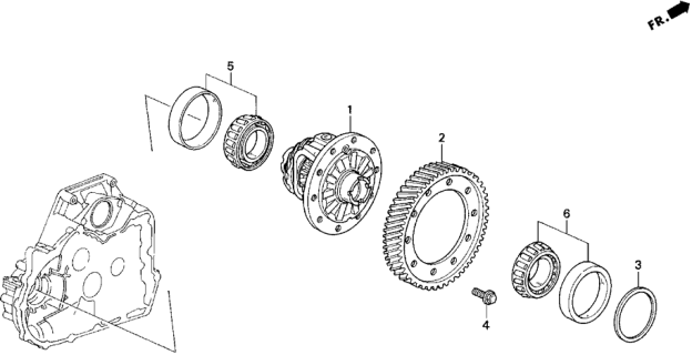 1997 Honda Odyssey 5 Door EX KA 4AT AT Differential Gear (2.2L) Diagram