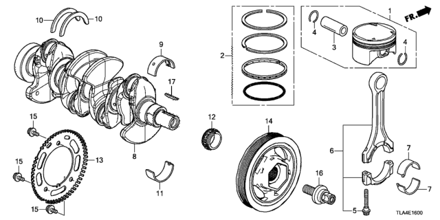 2017 Honda CR-V Bearing G,Main Upr Diagram for 13327-5R0-004