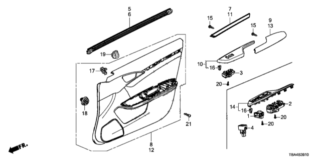 2016 Honda Civic Base Assy*NH977L* Diagram for 83502-TBA-A11ZC