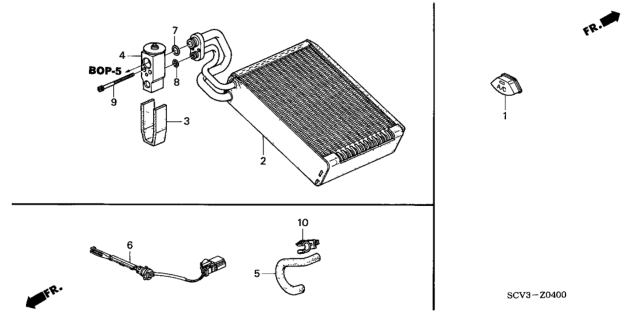 2003 Honda Element A/C Cooling Unit Diagram