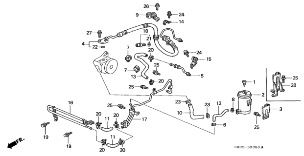 1996 Honda Odyssey P.S. Hoses - Pipes Diagram