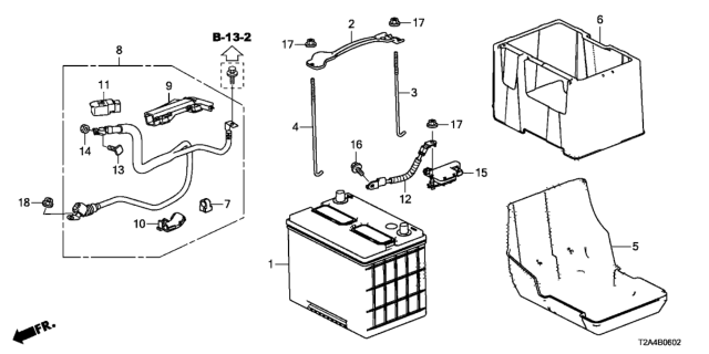 2016 Honda Accord Cover,Battery (80 Diagram for 31531-T2G-A00