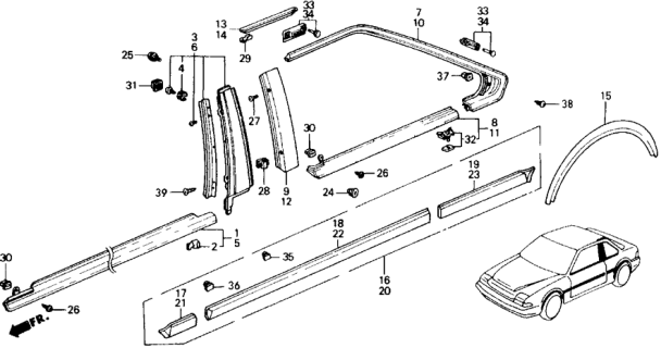 1989 Honda Accord Molding, R. Roof *BG20M* (MONTEREY GREEN METALLIC) Diagram for 74306-SG7-A00ZF