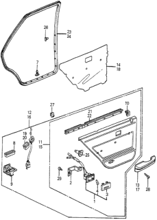 1983 Honda Accord Armrest, Left Rear Door (Proper Blue) Diagram for 76833-SA6-003ZA