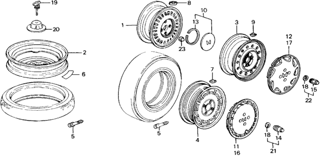 1989 Honda Accord 2 Door SEI KA 5MT Wheel Diagram