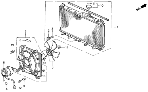 1990 Honda Accord Radiator (Denso) Diagram