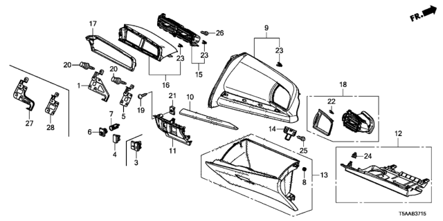 2020 Honda Fit Instrument Panel Garnish (Passenger Side) Diagram