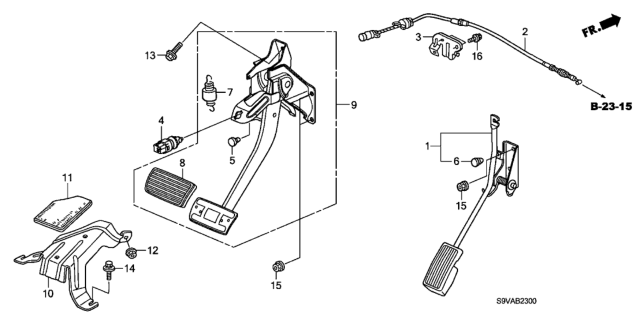 2008 Honda Pilot Pedal Diagram