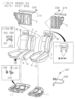 1994 Honda Passport 4 Door EX (4X4 V6) KA 5MT Rear Seat Diagram