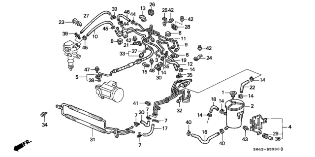 1990 Honda Accord Rubber, Power Steering Pipe Diagram for 53742-SM4-A01